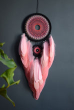 Load image into Gallery viewer, large black pink peach coral dream catcher