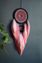 Load image into Gallery viewer, large black pink peach coral dream catcher