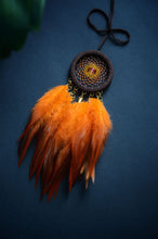 Load image into Gallery viewer, mini brown orange dream catcher for car