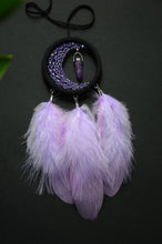 Load image into Gallery viewer, small purple dream catcher with amethyst pendant