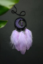 Load image into Gallery viewer, small purple dream catcher with amethyst pendant
