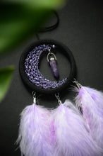 Load image into Gallery viewer, small purple dream catcher with amethyst pendant