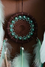 Load image into Gallery viewer, large brown turquoise mint dream catcher