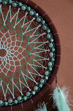 Load image into Gallery viewer, large brown turquoise mint dream catcher