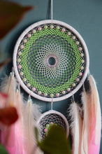 Load image into Gallery viewer, large pink beige green dream catcher