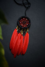 Load image into Gallery viewer, small red black dream catcher for car