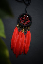 Load image into Gallery viewer, small red black dream catcher for car