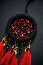 Load image into Gallery viewer, small red black dream catcher for car