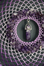 Load image into Gallery viewer, large purple dream catcher with amethyst crumb