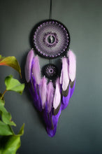 Load image into Gallery viewer, large purple dream catcher with amethyst crumb