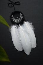Load image into Gallery viewer, small black white dream catcher with glass beads