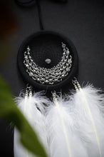Load image into Gallery viewer, small black white dream catcher with glass beads