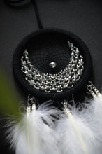 Load image into Gallery viewer, small black white dream catcher with glass beads