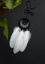 Load image into Gallery viewer, small black white dream catcher with glass beads