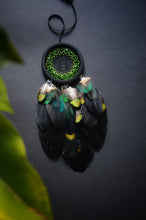 Load image into Gallery viewer, small black green dream catcher