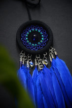 Load image into Gallery viewer, mini blue dream catcher with glass beads