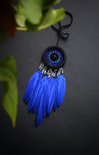 Load image into Gallery viewer, mini blue dream catcher with glass beads