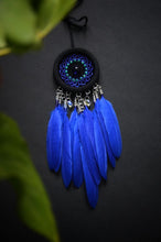 Load image into Gallery viewer, mini blue dream catcher with glass beads