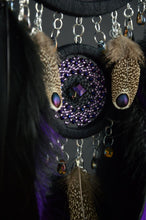 Load image into Gallery viewer, black purple crescent moon dream catcher