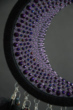 Load image into Gallery viewer, black purple crescent moon dream catcher