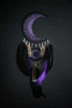 Load image into Gallery viewer, black purple crescent moon dream catcher