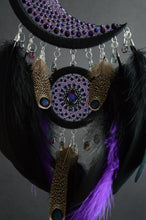 Load image into Gallery viewer, black purple crescent moon dream catcher