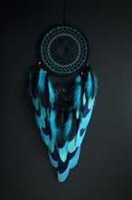Load image into Gallery viewer, large black blue dream catcher spiral