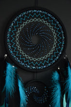 Load image into Gallery viewer, large black blue dream catcher spiral