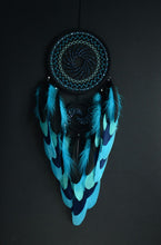 Load image into Gallery viewer, large black blue dream catcher spiral