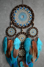 Load image into Gallery viewer, Blue brown dream catcher wall hanging