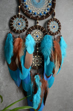 Load image into Gallery viewer, Blue brown dream catcher wall hanging