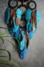 Load image into Gallery viewer, Blue brown dream catcher wall hanging