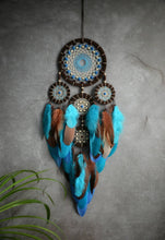 Load image into Gallery viewer, Blue brown dream catcher wall hanging