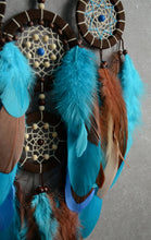 Load image into Gallery viewer, Blue brown dream catcher wall hanging