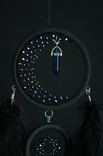 Load image into Gallery viewer, black dream catcher with crystal