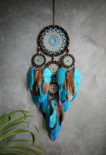 Load image into Gallery viewer, Blue brown dream catcher wall hanging