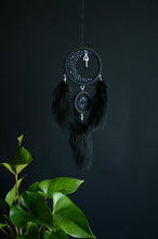 Load image into Gallery viewer, black dream catcher with crystal