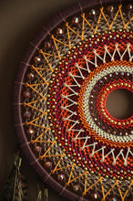 Load image into Gallery viewer, Large Red &amp; Orange Mandala Dream Catcher with Natural Feathers
