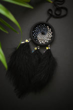 Load image into Gallery viewer, Black Dream Catcher with Black Feathers and Sparkling Crystal Beads
