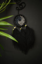 Load image into Gallery viewer, Black Dream Catcher with Black Feathers and Sparkling Crystal Beads
