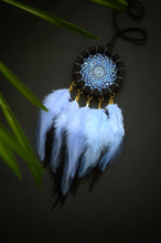 Load image into Gallery viewer, Blue &amp; Black Handmade Dream Catcher with Feathers
