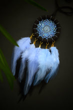 Load image into Gallery viewer, Blue &amp; Black Handmade Dream Catcher with Feathers
