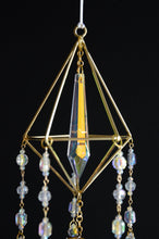 Load image into Gallery viewer, Crystal Dream Catcher with White Feathers &amp; Gold Accents
