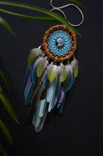 Load image into Gallery viewer, Turquoise Dream Catcher with Willow Hoop &amp; Colorful Feathers
