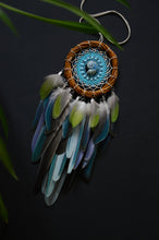Load image into Gallery viewer, Turquoise Dream Catcher with Willow Hoop &amp; Colorful Feathers
