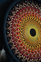 Load image into Gallery viewer, Handmade Red &amp; Orange Dream Catcher with Feathers and Mandala Web
