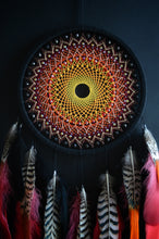 Load image into Gallery viewer, Handmade Red &amp; Orange Dream Catcher with Feathers and Mandala Web

