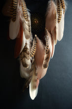 Load image into Gallery viewer, Handmade Beige Dream Catcher with Natural Feathers and Golden Beads
