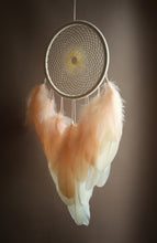 Load image into Gallery viewer, Handmade Beige Dream Catcher with Natural Feathers and Golden Beads
