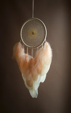 Load image into Gallery viewer, Handmade Beige Dream Catcher with Natural Feathers and Golden Beads
